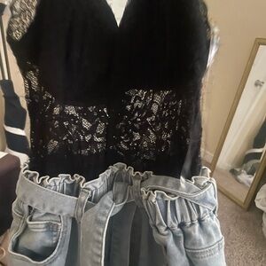 Black Lace Women Top